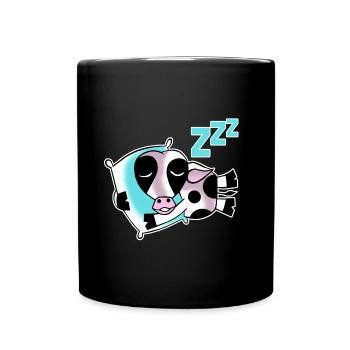 Schlafende Kuh - Tasse einfarbig - Schwarz - Vorne