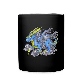 Drache Phantasie Mythologie Blitz Donner Gewitter - Tasse einfarbig - Schwarz - Vorne