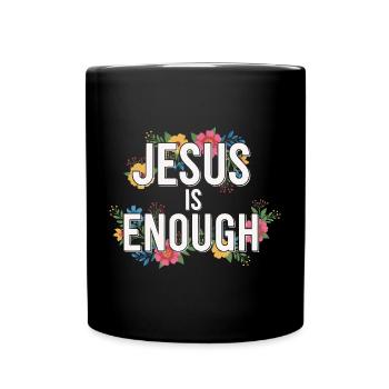 JÉSUS EST ASSEZ Verset biblique disant Chrétien Floral - Mug uni - noir - Devant