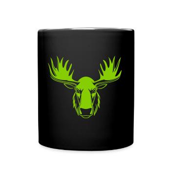 Moose Head – Graphic Wild Animal Motif - Full Colour Mug - black - Front
