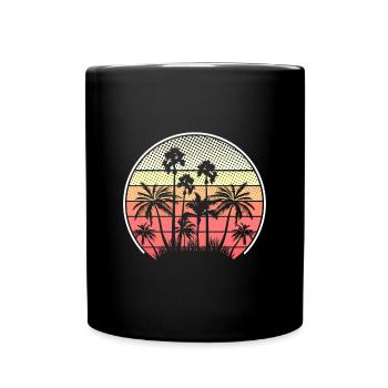 Tropische Sonnenuntergang Palmen Silhouette - Tasse einfarbig - Schwarz - Vorne