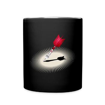 Detailed dart motif in red with shadow - Full Colour Mug - black - Front