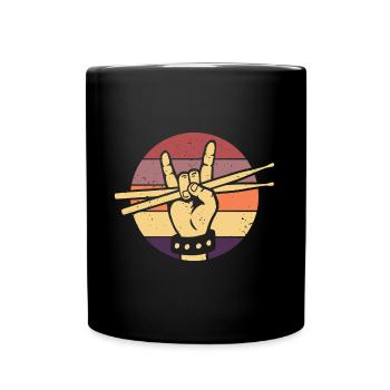 Drummer Retro Drum Musician Drumsticks Drumset - Full Colour Mug - black - Front