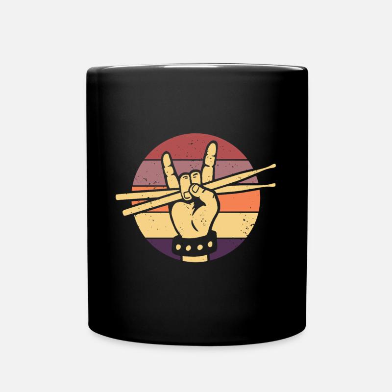 Drummer Retro Drummer Drumsticks Tambours - Mug uni - noir