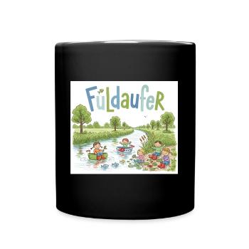 Fuldaufer: Fluss-Abenteuer ! - Tasse einfarbig - Schwarz - Vorne