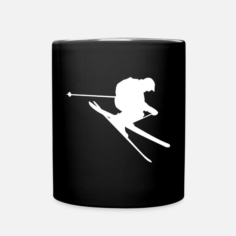 Minimalistischer Skifahrer Winterabfahrt  - Tasse einfarbig - Schwarz