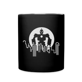 Robot Skyline – Sci-Fi Android Silhouette Shirt - Tasse einfarbig - Schwarz - Vorne