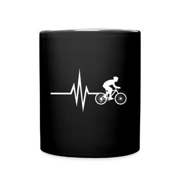 Mein Herz schlägt für Biken - Fahrrad Bike Natur - Tasse einfarbig - Schwarz - Vorne