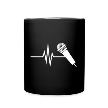 Mein Herz schlägt für Gesang - Musik Singen Mikro - Tasse einfarbig - Schwarz - Vorne