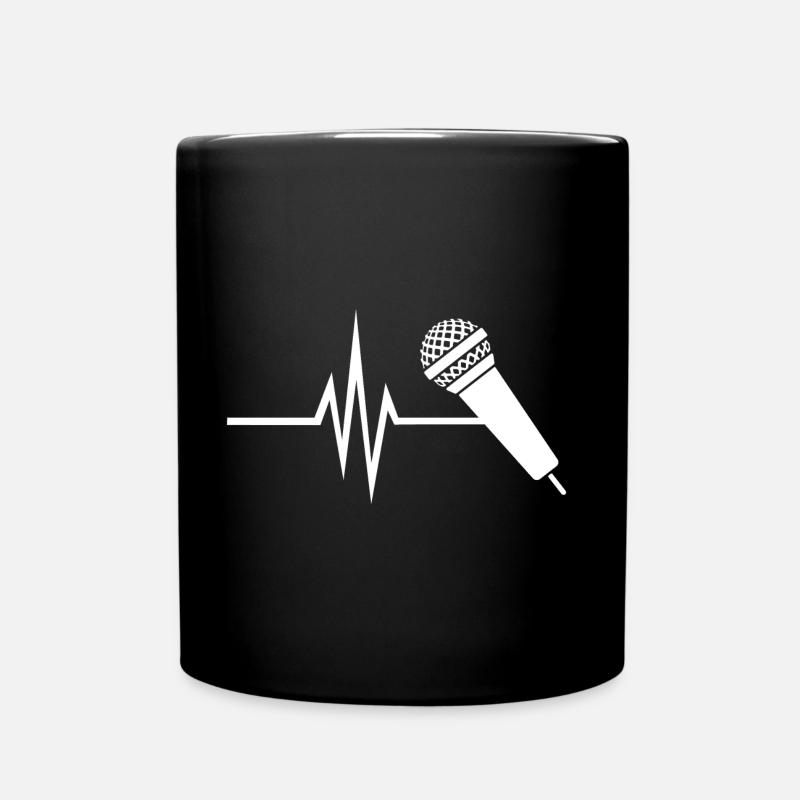 Mon cœur bat pour Voix - Musique Chant Micro - Mug uni - noir