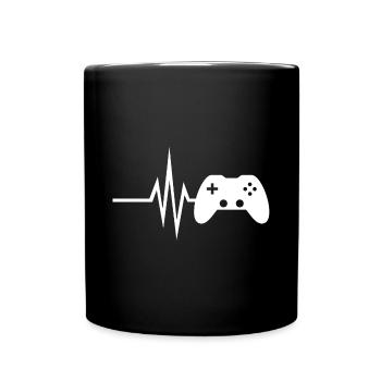 My heart beats for gaming - multiplayer esport - Full Colour Mug - black - Front