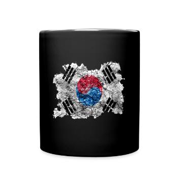 Korea (Süd-) Vintage Flagge - Tasse einfarbig - Schwarz - Vorne
