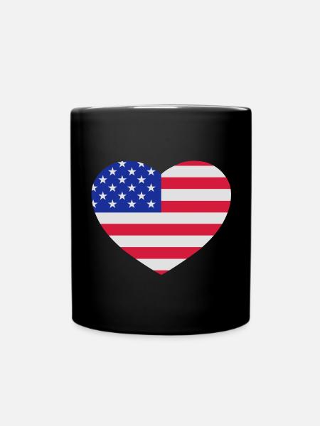 USA Herz - Tasse einfarbig - Schwarz