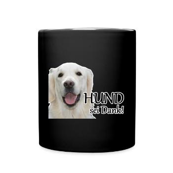 Hund sei Dank Tier Haustier Hunde Spruch Geschenk - Tasse einfarbig - Schwarz - Vorne
