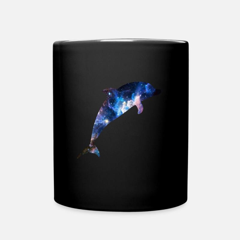 Weltraum Delfin - Tasse einfarbig - Schwarz