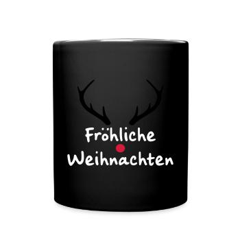 Fröhliche Weihnachten Rentier Weihnachtsgeschenk - Tasse einfarbig - Schwarz - Vorne