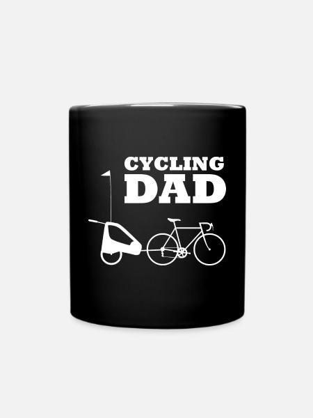 Rennrad mit Anhänger / Fahrrad mit Kinderwagen - Tasse einfarbig - Schwarz