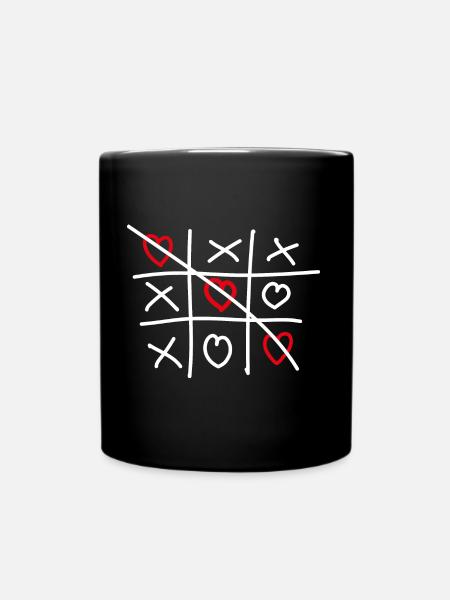 Tic Tac Toe Herzen - Tasse einfarbig - Schwarz