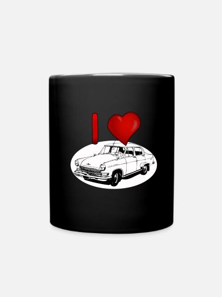 Herzliebe für Oldtimer Wolga M21 - Tasse einfarbig - Schwarz