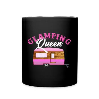 Glamping Queen - Camping Holiday Queen Princess - Full Colour Mug - black - Front