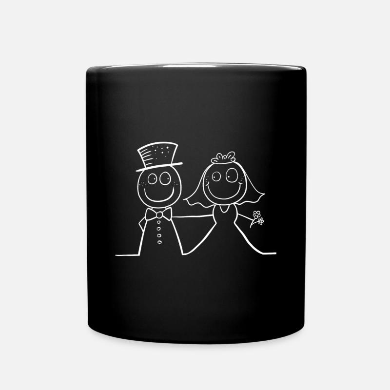 Happy Hochzeit I Brautpaar Braut Bräutigam - Tasse einfarbig - Schwarz