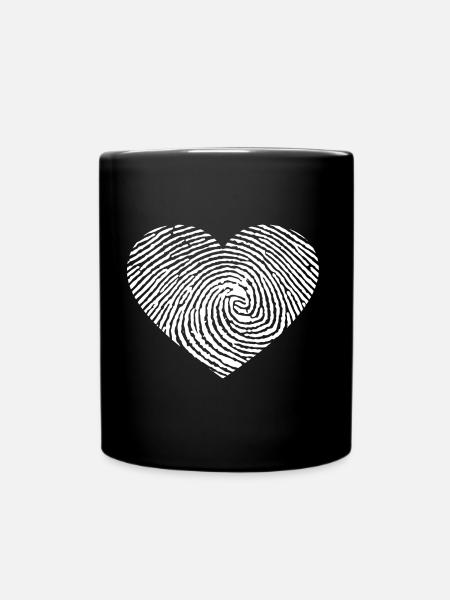 Heart fingerprint gift - Full Colour Mug - black