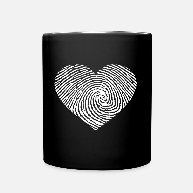 Cadeau d'empreintes digitales de coeur - Mug uni - noir