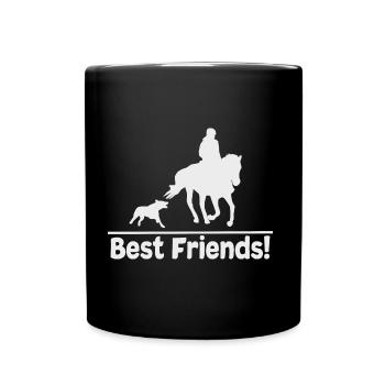 Équitation avec chien T-shirt chiens et chevaux aiment - Mug uni - noir - Devant