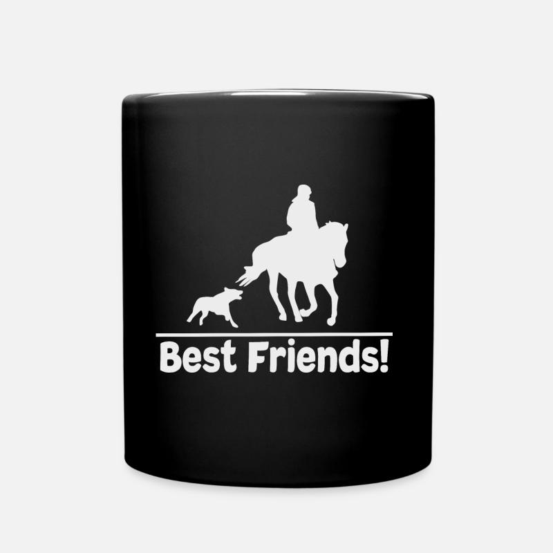 Équitation avec chien T-shirt chiens et chevaux aiment - Mug uni - noir
