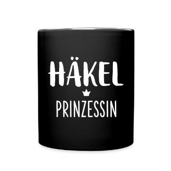 Häkel Prinzessin Krone I Geschenk häkeln Hobby - Tasse einfarbig - Schwarz - Vorne