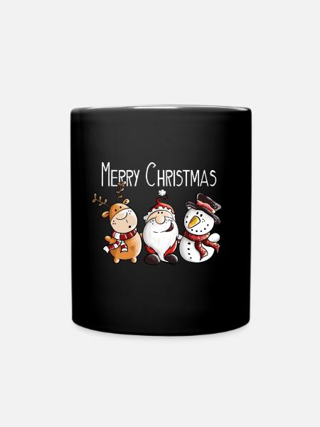 Père Noël, renne et bonhomme de neige - Mug uni - noir
