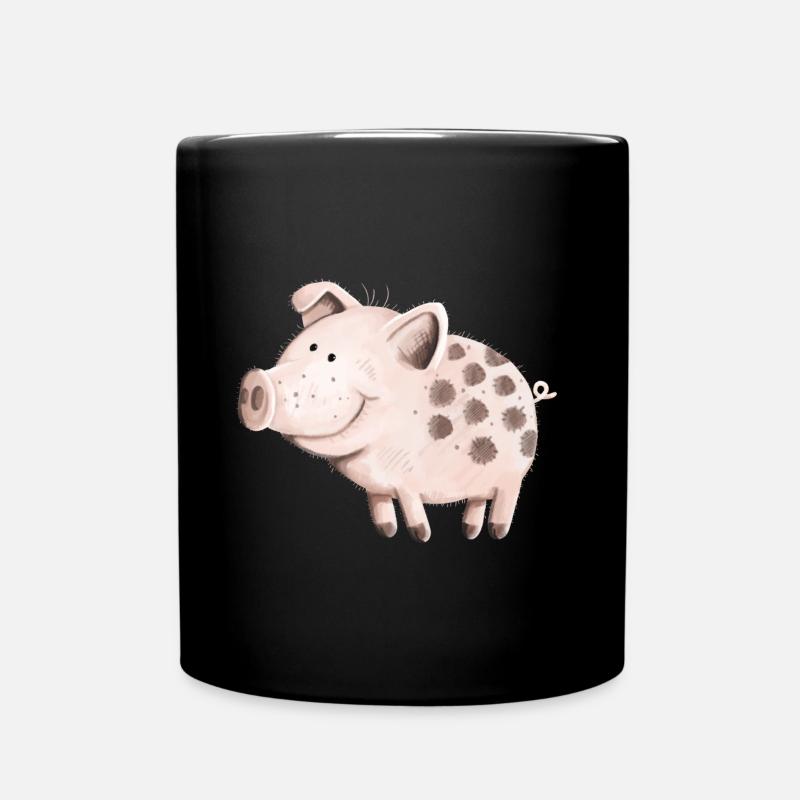 Süßes Schwein - Tasse einfarbig - Schwarz