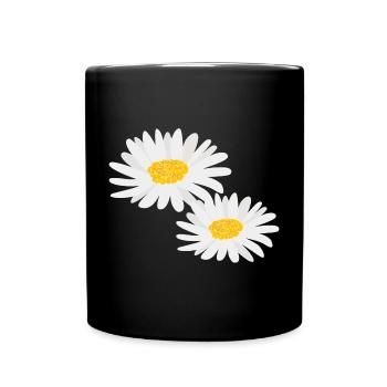 Blume Gänseblümchen - Tasse einfarbig - Schwarz - Vorne