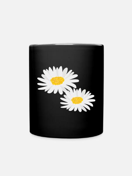 Blume Gänseblümchen - Tasse einfarbig - Schwarz