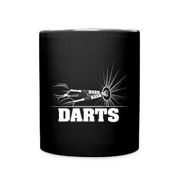 Darts Dartspieler Pfeile Illustration Bar Sport - Tasse einfarbig - Schwarz - Vorne