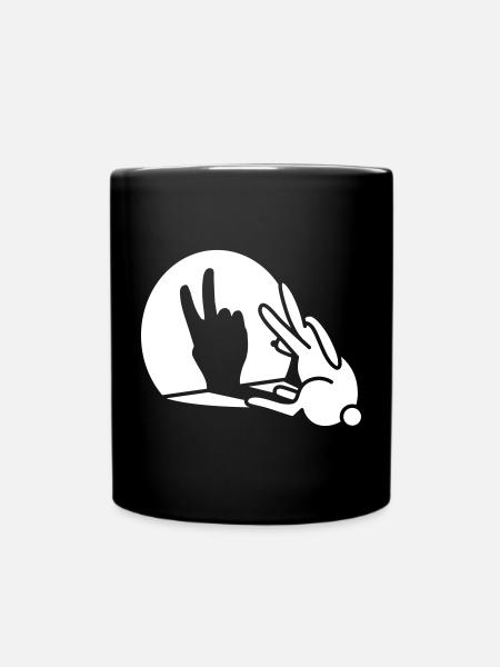 Drôle lapin lièvre ombre main victoire paix signe v - Mug uni - noir