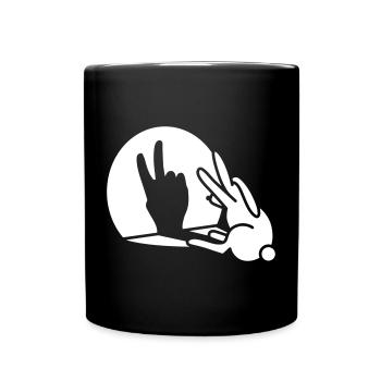 Kaninchen Schatten Hand Geburtstag Zwei 2 Jahre - Tasse einfarbig - Schwarz - Vorne