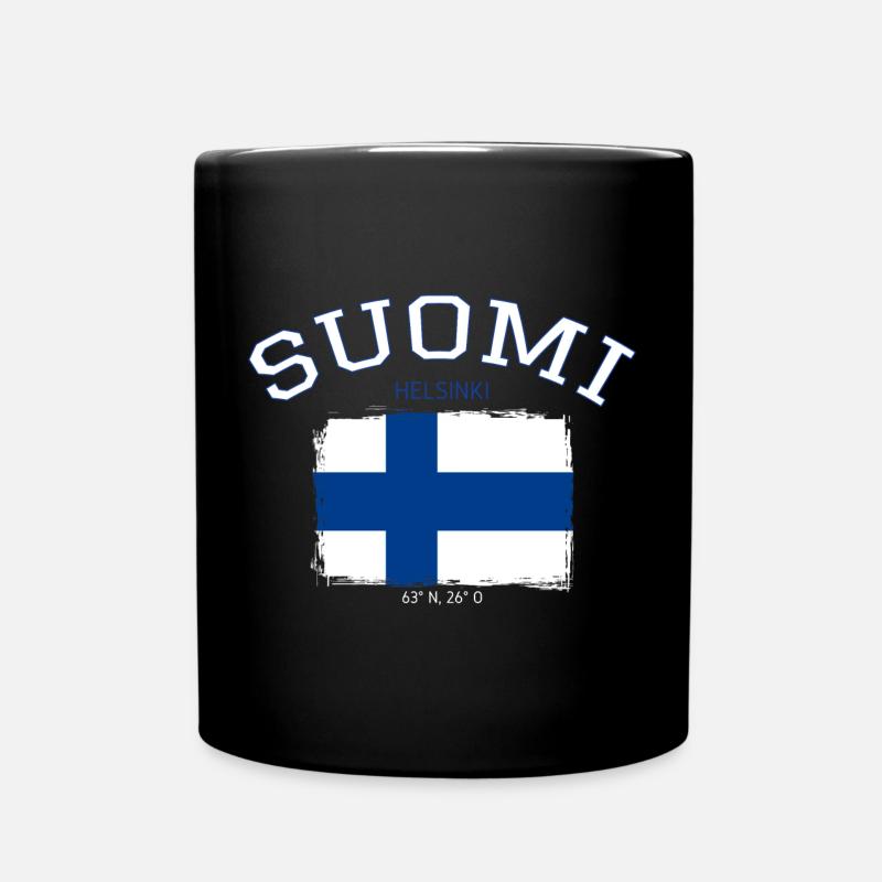 Finnland Flagge mit Helsinki Referenz - Tasse einfarbig - Schwarz