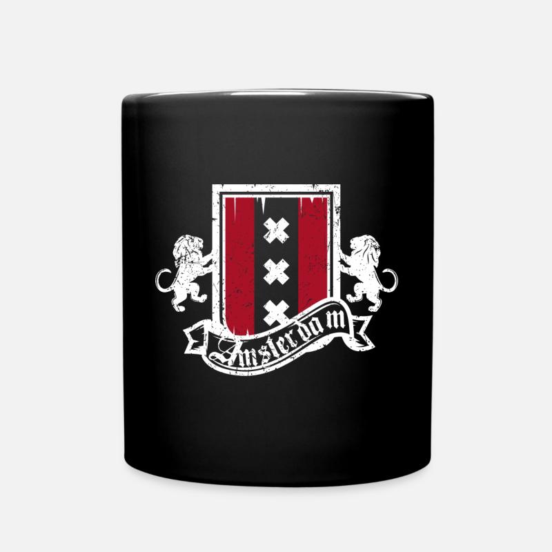 Amsterdam Crest Heraldry Lions - Full Colour Mug - black