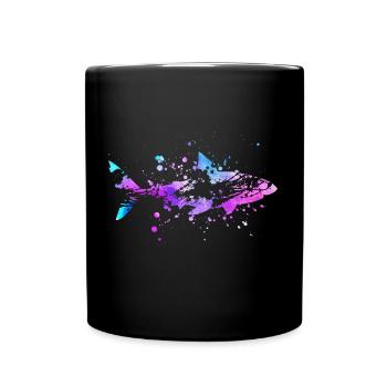 Requins aquarelles de poisson - Mug uni - noir - Devant