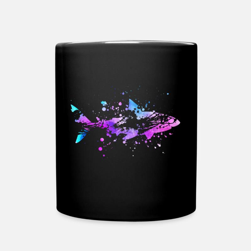Requins aquarelles de poisson - Mug uni - noir
