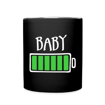 Aus Batterien - Baby (dunkel) - Tasse einfarbig - Schwarz - Vorne