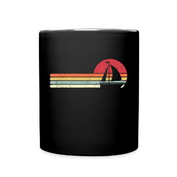 retro boat voile anchor - Mug uni - noir - Devant