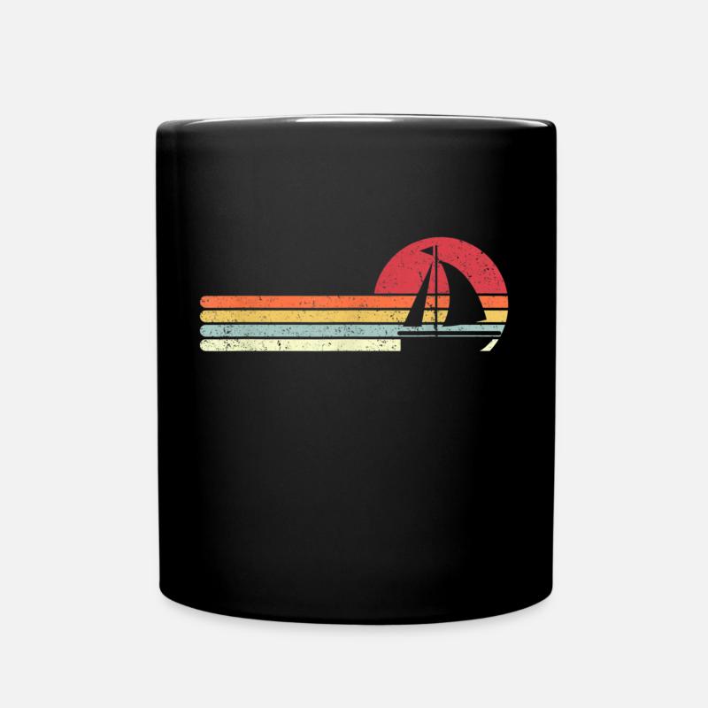 retro boat voile anchor - Tasse einfarbig - Schwarz