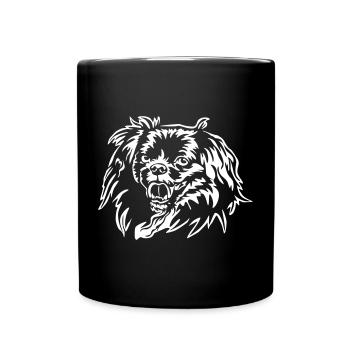 Tibet Spaniel Kopf "Black Edition" - Tasse einfarbig - Schwarz - Vorne