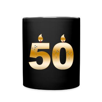 Golden50 Birthday Candles Design - Full Colour Mug - black - Front