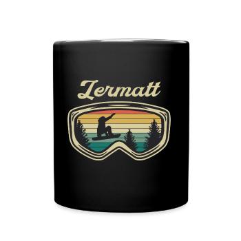Zermatt Ski Sknowboard - Tasse einfarbig - Schwarz - Vorne