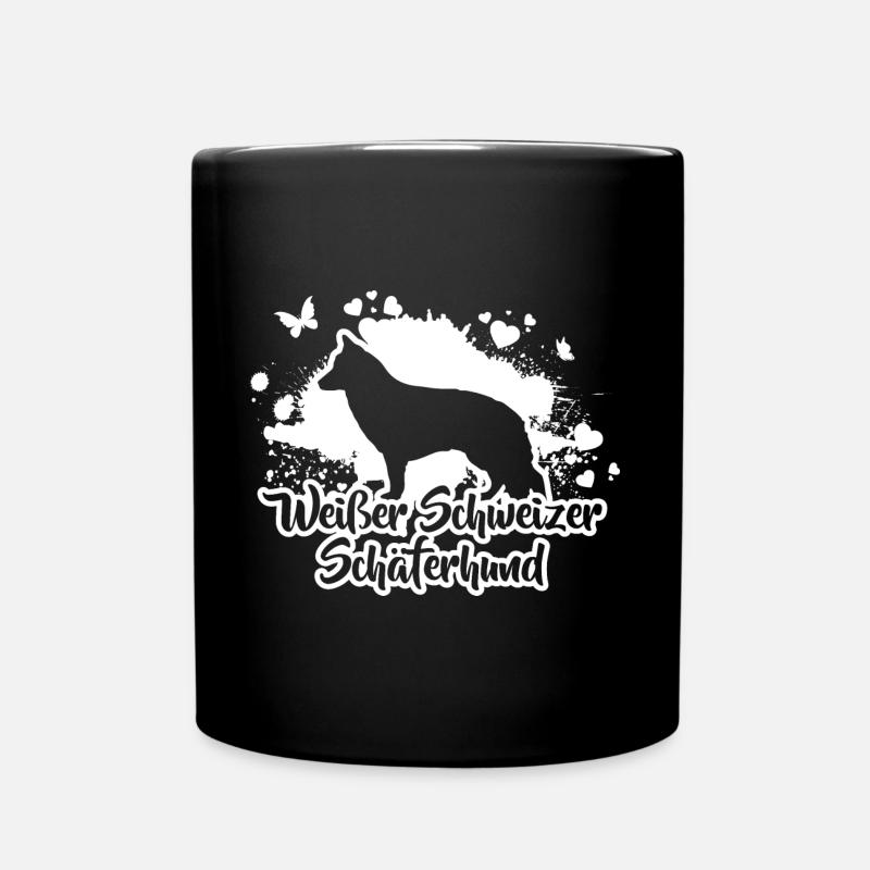 WEISSER SCHWEIZER SCHÄFERHUND Hunde Hund Wilsigns - Tasse einfarbig - Schwarz