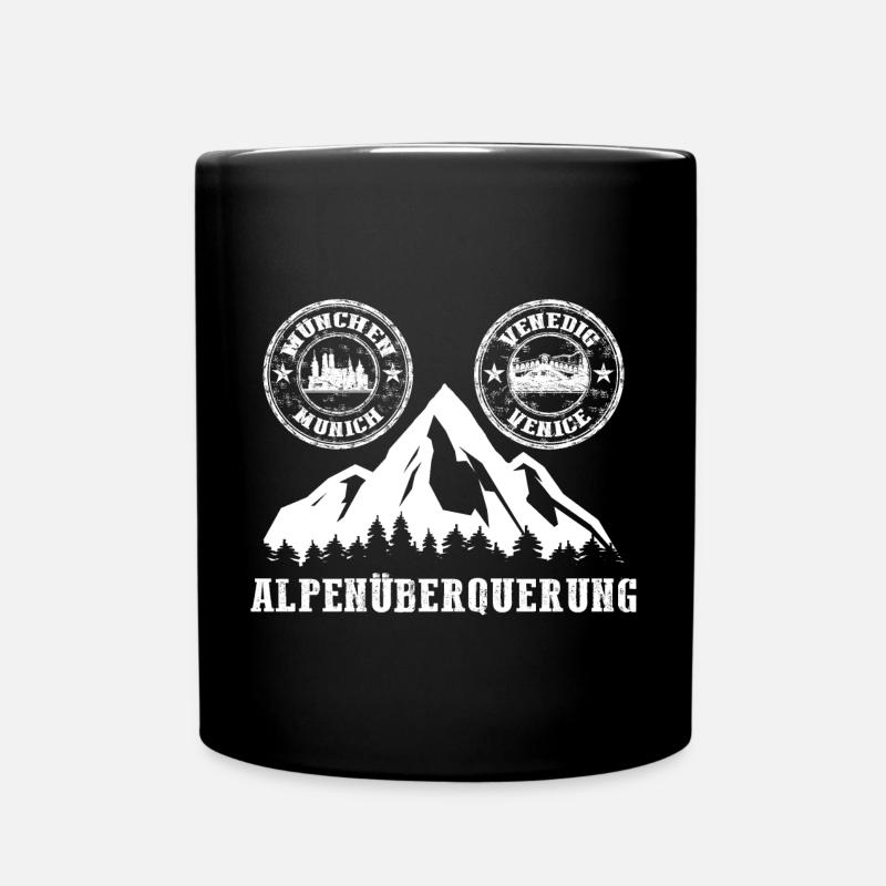 Alpenüberquerung München - Venedig - Tasse einfarbig - Schwarz