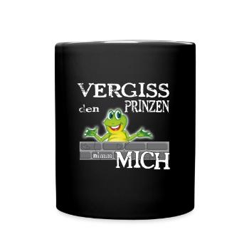 Frosch König textile Geschenkidee - Tasse einfarbig - Schwarz - Vorne